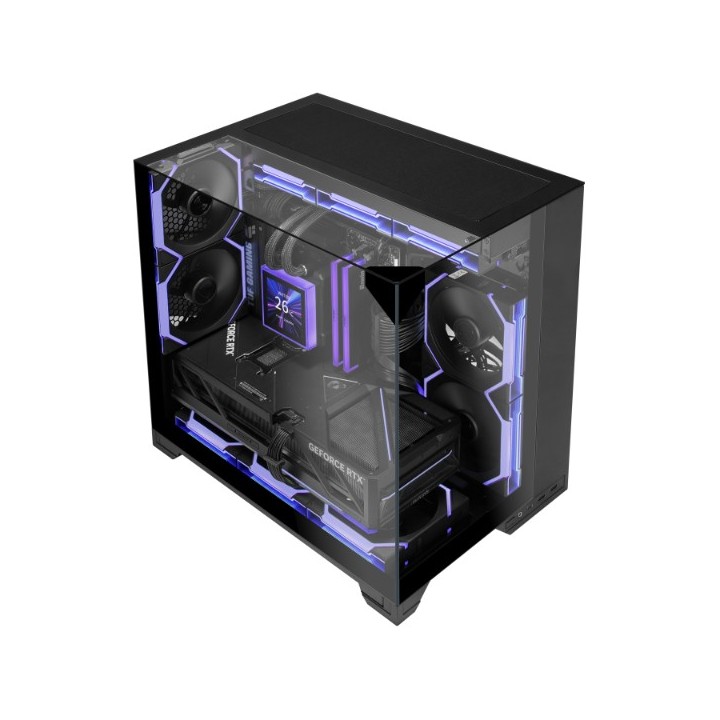 LIAN LI O11 Vision-M – Boîtier compact à double chambre en verre trempé