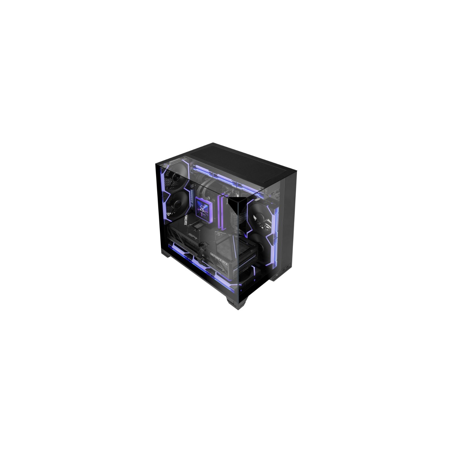LIAN LI O11 Vision-M – Boîtier compact à double chambre en verre trempé
