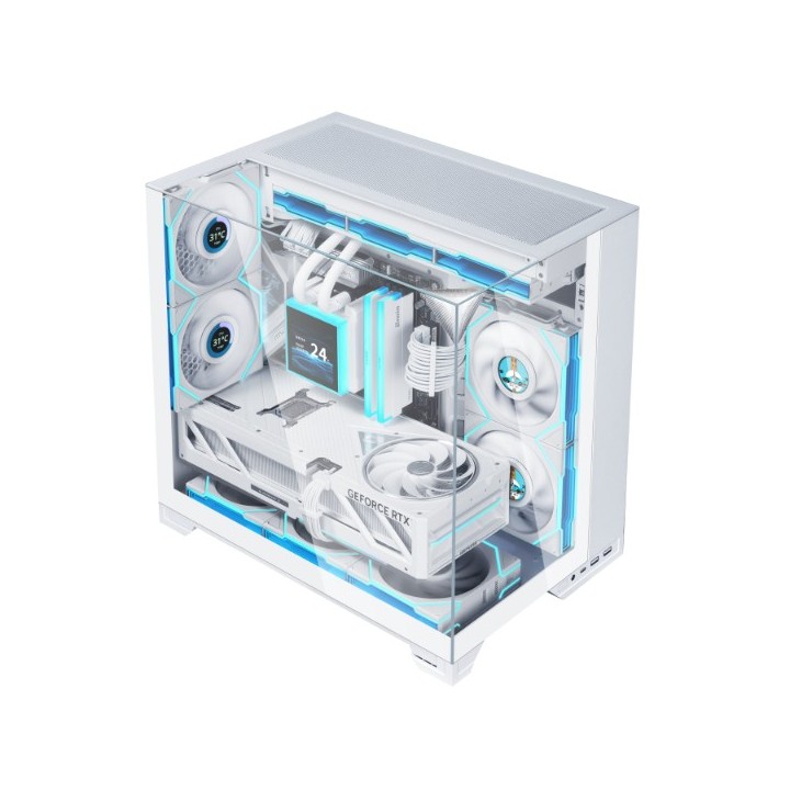 LIAN LI O11 Vision-M – Boîtier compact à double chambre en verre trempé