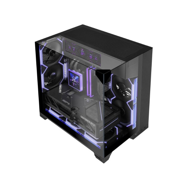 LIAN LI O11 Vision-M – Boîtier compact à double chambre en verre trempé