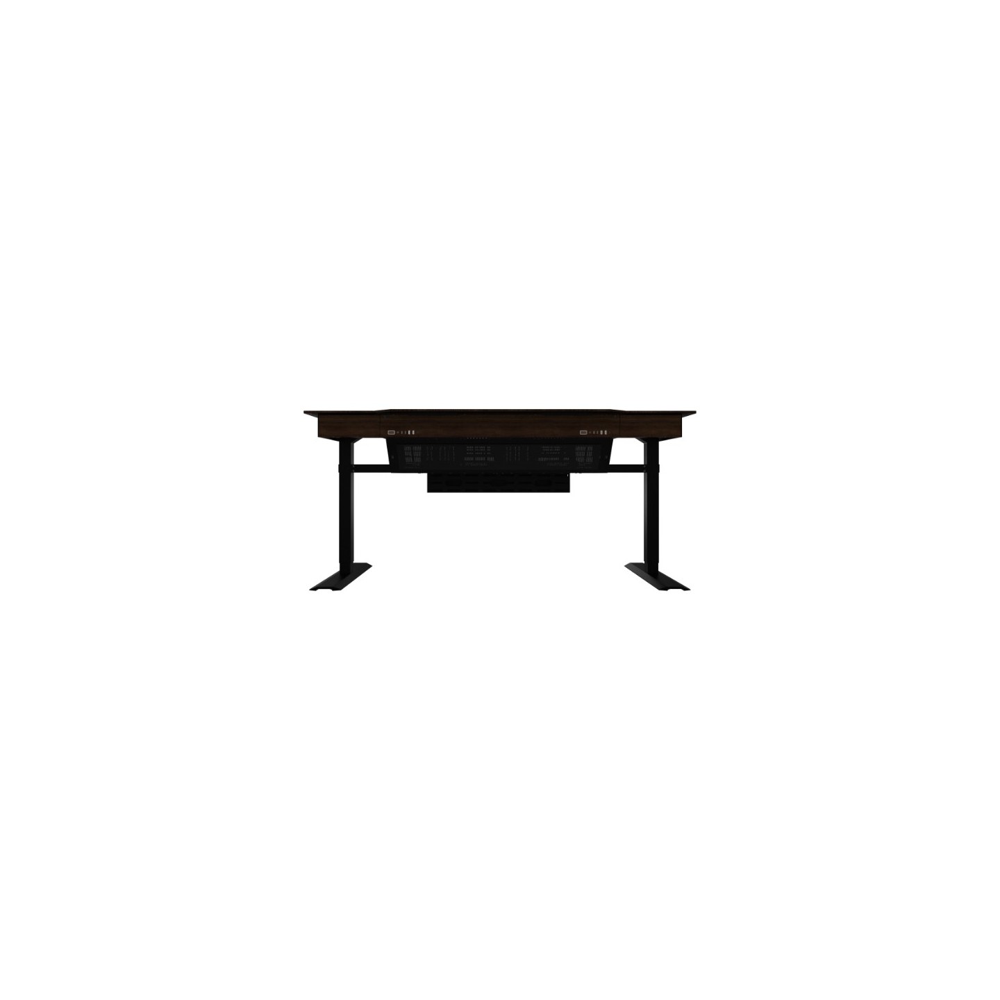 LIAN LI DK-07 WOOD – Bureau PC motorisé en noyer et verre trempé