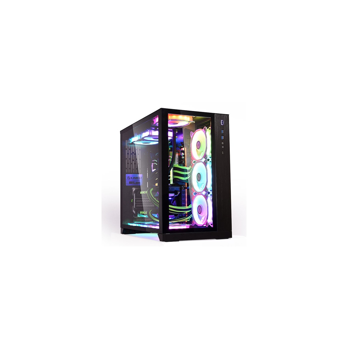 LIAN LI O11 Dynamic – Boîtier moyen tour double chambre en verre trempé
