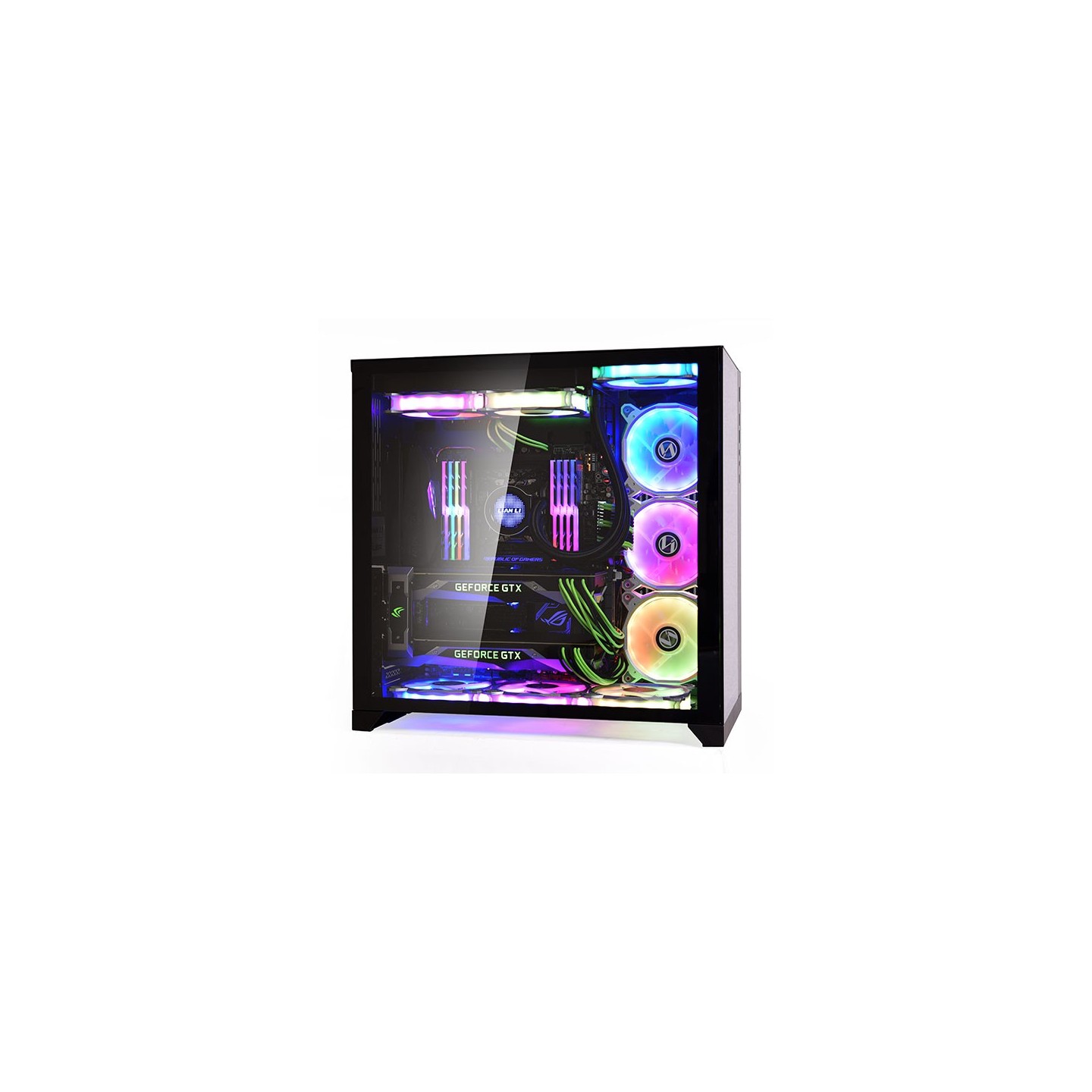 LIAN LI O11 Dynamic – Boîtier moyen tour double chambre en verre trempé