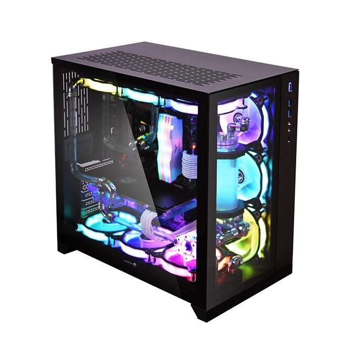 LIAN LI O11 Dynamic – Boîtier moyen tour double chambre en verre trempé