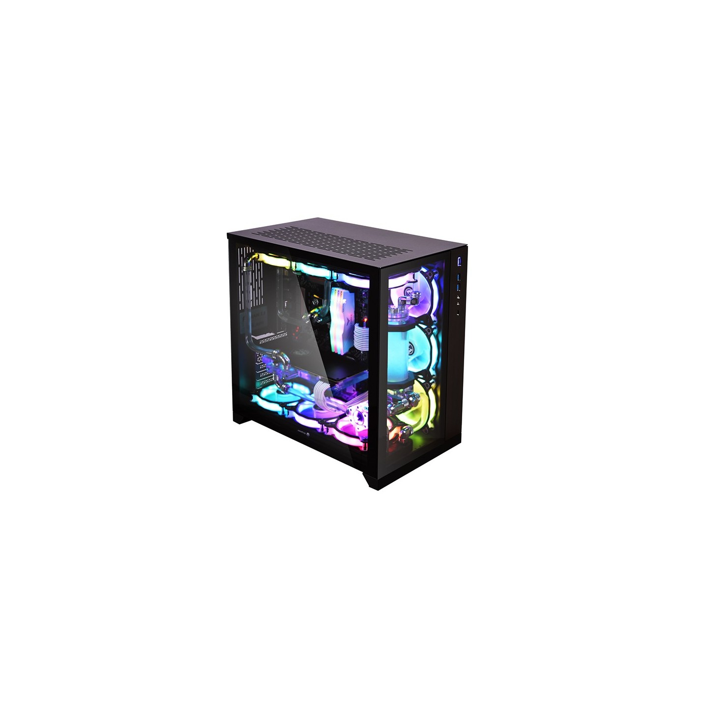 LIAN LI O11 Dynamic – Boîtier moyen tour double chambre en verre trempé