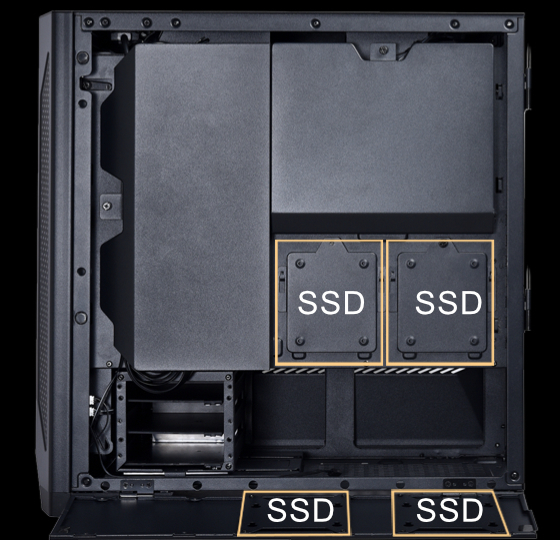 Supports SSD amovibles pour 2 × SSD 2,5″