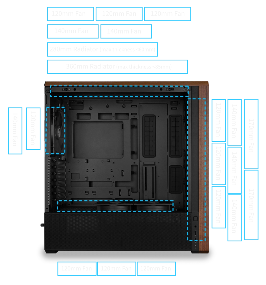 Large compatibilité ventilateurs et radiateurs